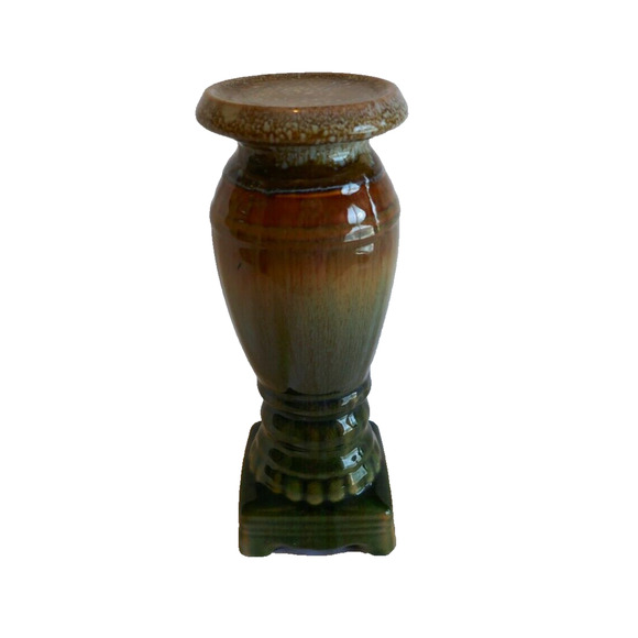 Ombre Pillar Candle Holder 10" Rich Dark Hues Columnar with Square Pedestal - Picture 1 of 14